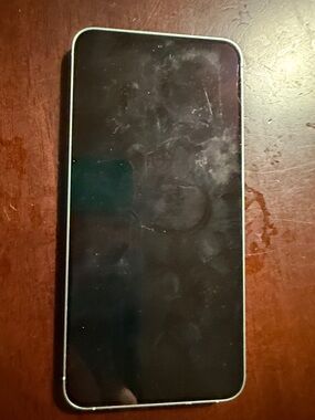 Samsung Smartphone with Black Screen and Silver Trim